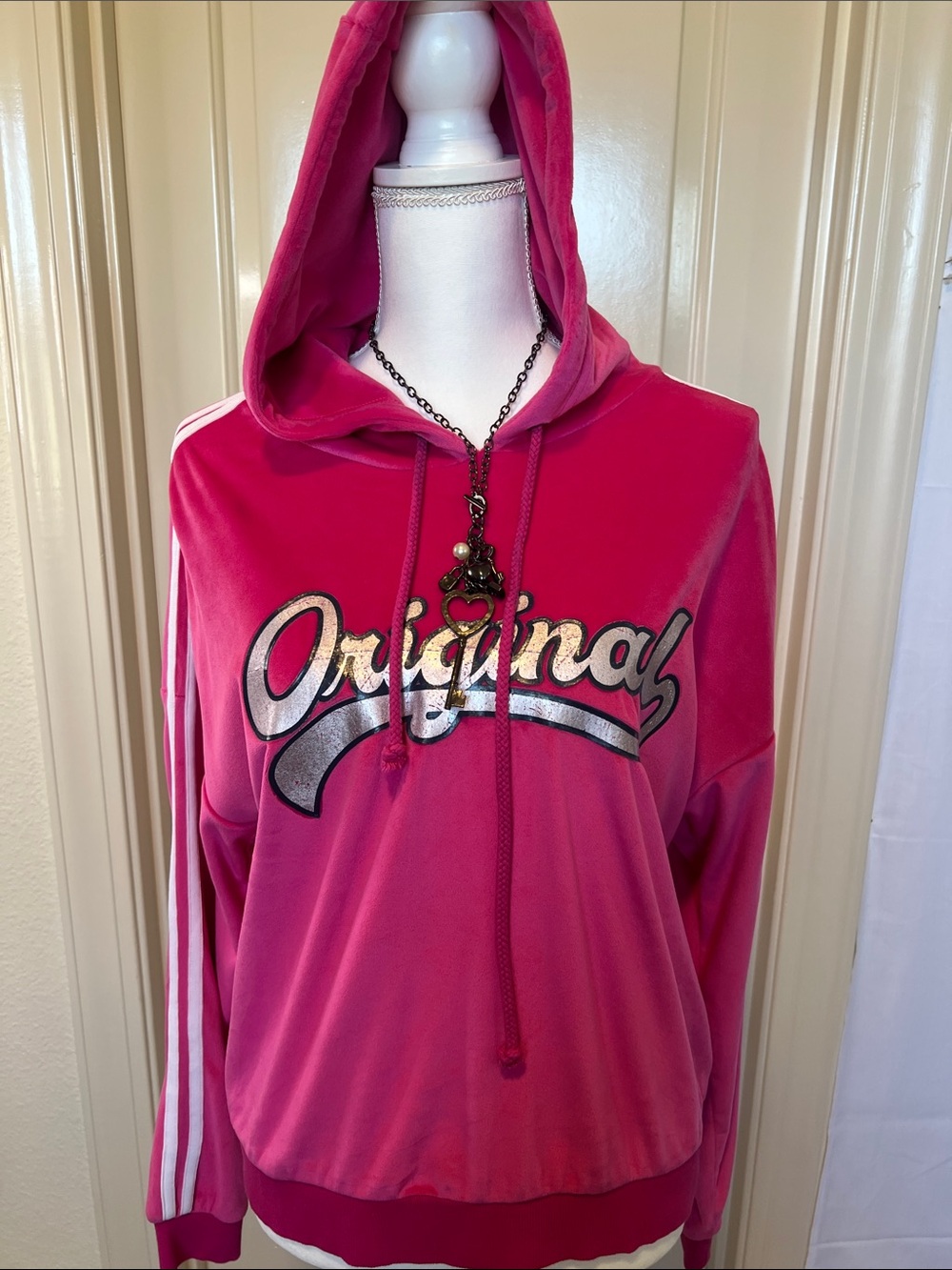 Hot Pink Hooded Sweatshirt with Metallic 'Original' Script